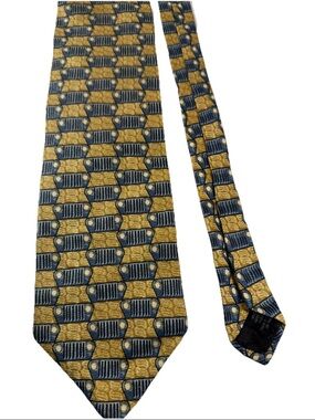 Jeep Men’s Tie Yellow Gold Grey Made In USA 100% Silk Width:3.75” Length:59”